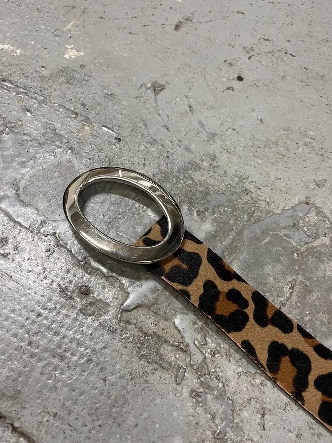 2000s Dolce & Gabbana Pony Hair Leopard Leather Belt - Image 4