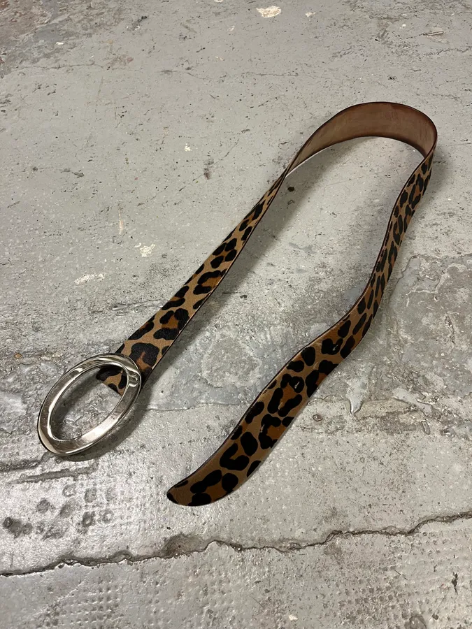 2000s Dolce & Gabbana Pony Hair Leopard Leather Belt - Image 6