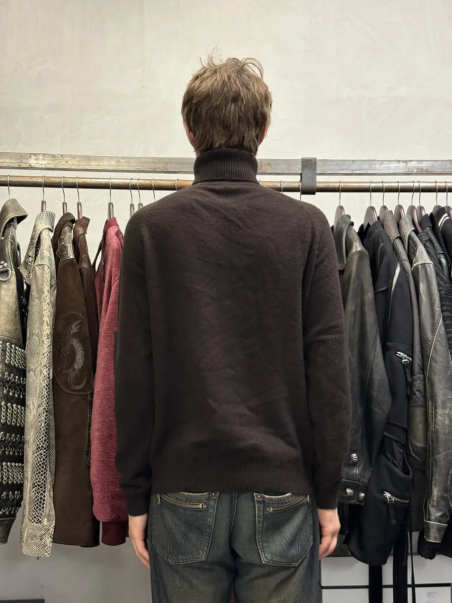 2000s Dries Van Noten Brown Wool Turtleneck - Image 3
