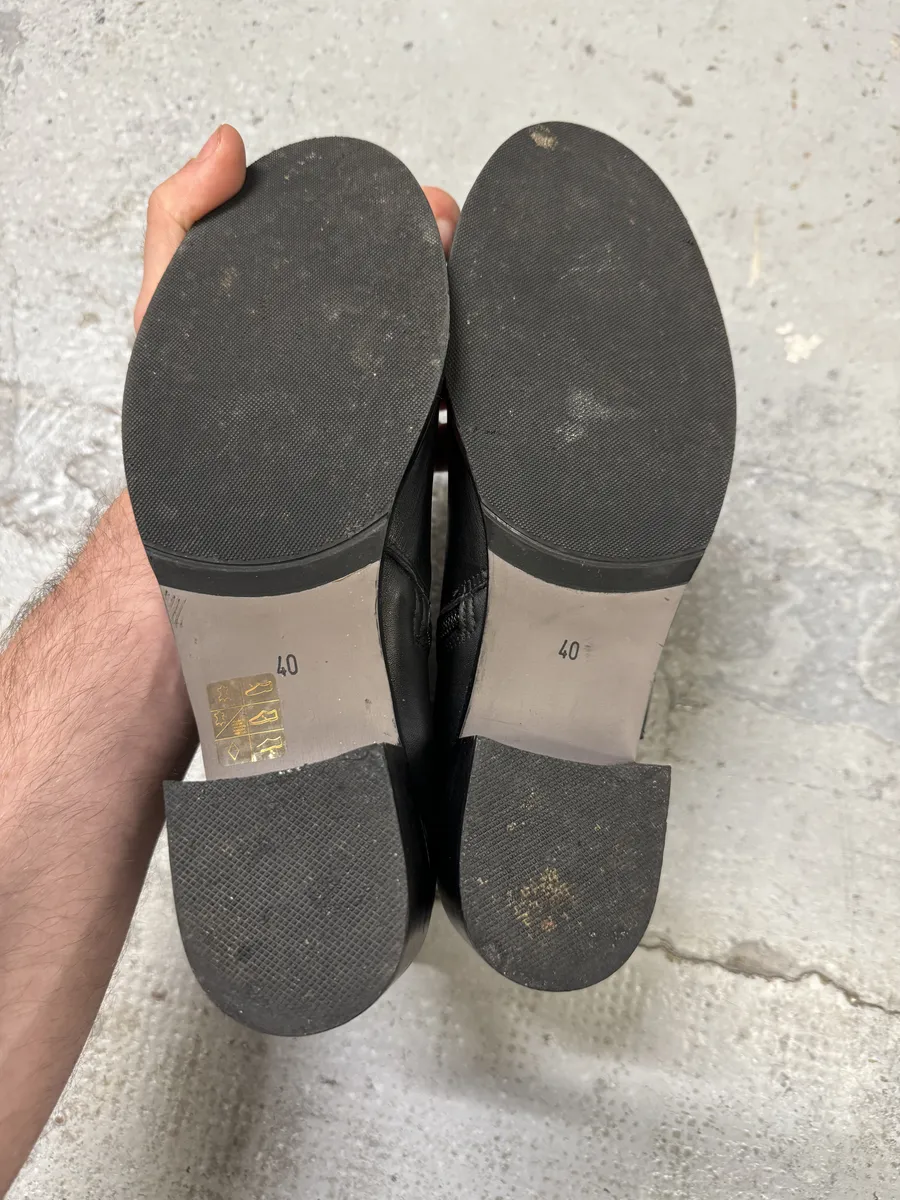 2000s Galliano Black Buckle Leather Boots - Image 11