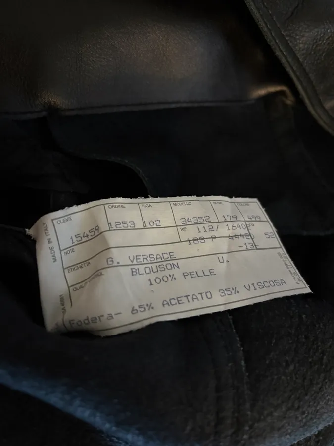 2000s Gianni Versace Pure Black Leather Embellished Trucker Jacket - Image 11