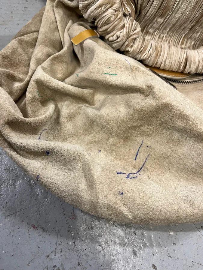 2000s Giorgio Armani Grey Plissed Hand Bag - Image 6