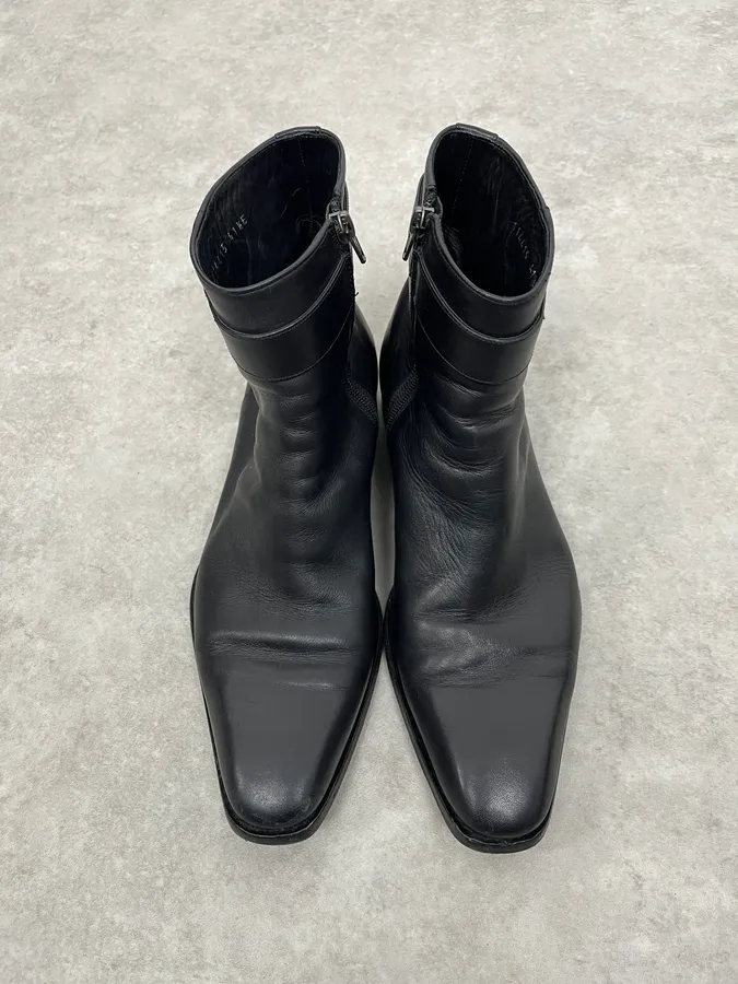 2000s Gucci Black Signature Ankle Leather Boots - Image 5