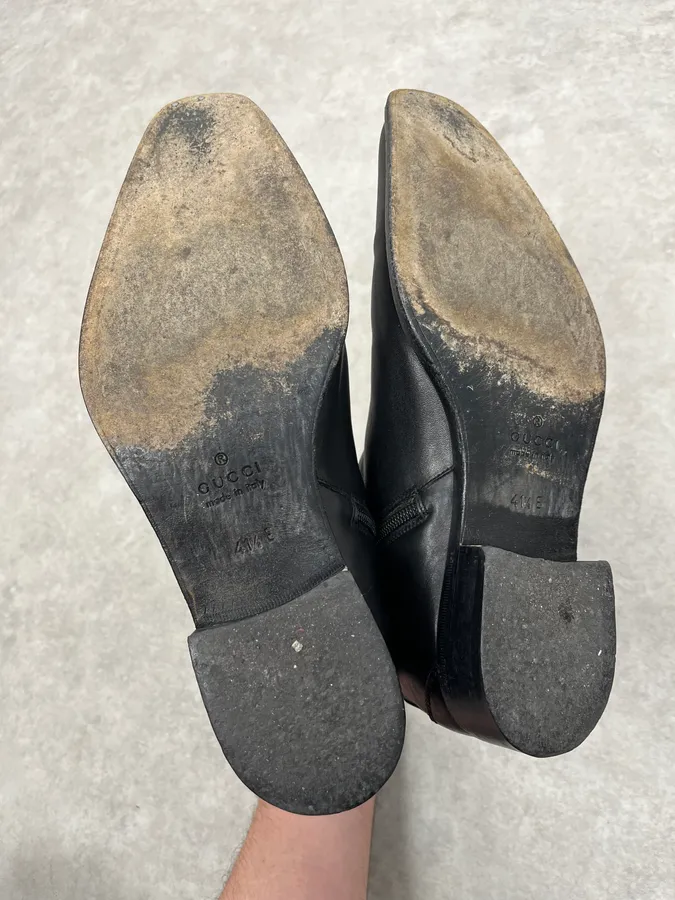 2000s Gucci Black Signature Ankle Leather Boots - Image 7