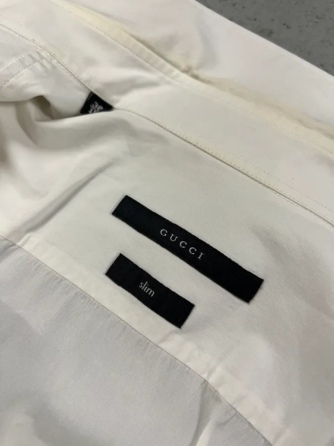 2000s Gucci Minimalist Slim White Shirt - Image 10