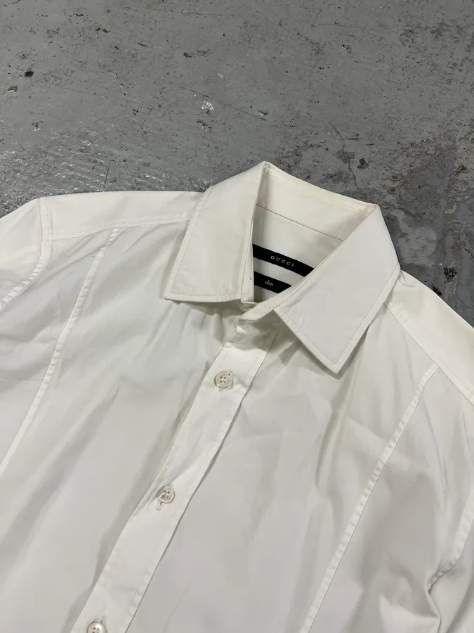 2000s Gucci Minimalist Slim White Shirt - Image 4
