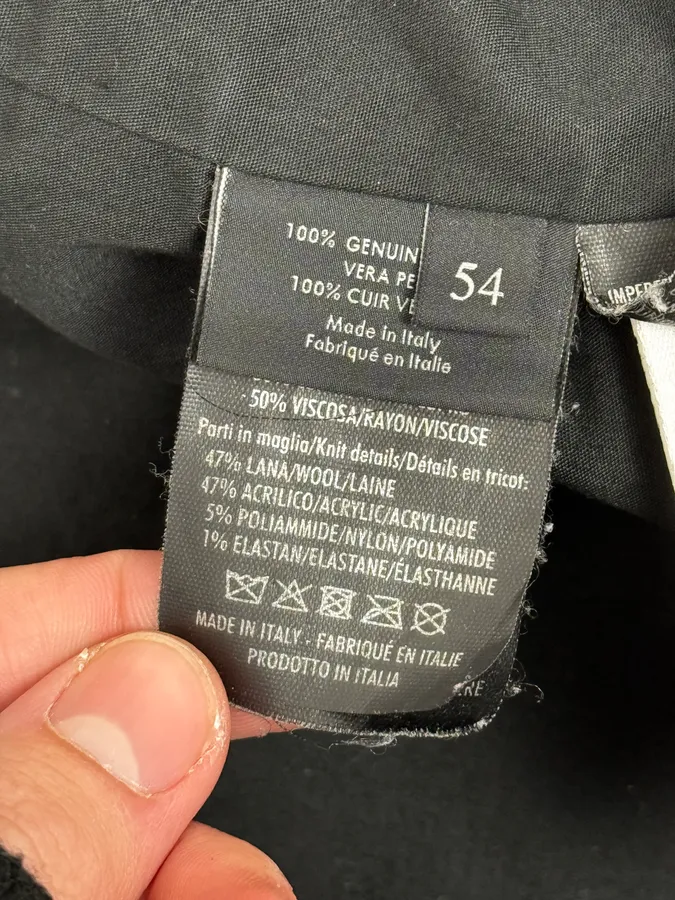 2000s Gucci Shearling Collat Black Leather Jacket - Image 11