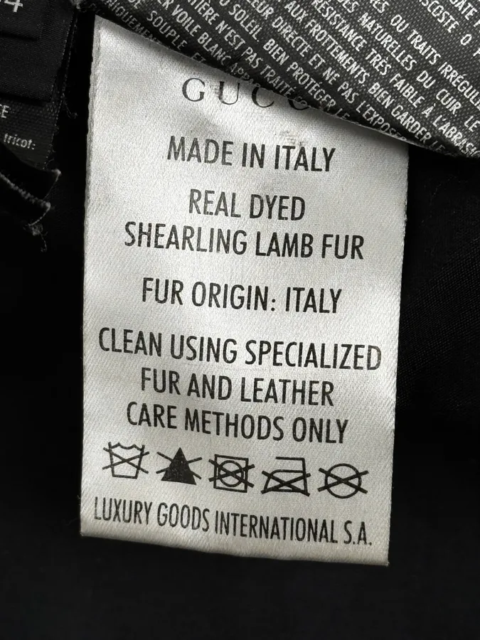 2000s Gucci Shearling Collat Black Leather Jacket - Image 12