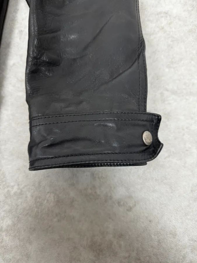 2000s Gucci Shearling Collat Black Leather Jacket - Image 9