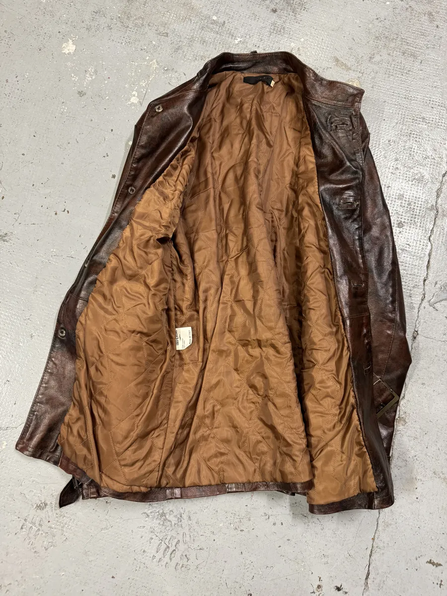 2000s Imperial Obscur Brown Leather Straps Jacket - Image 7