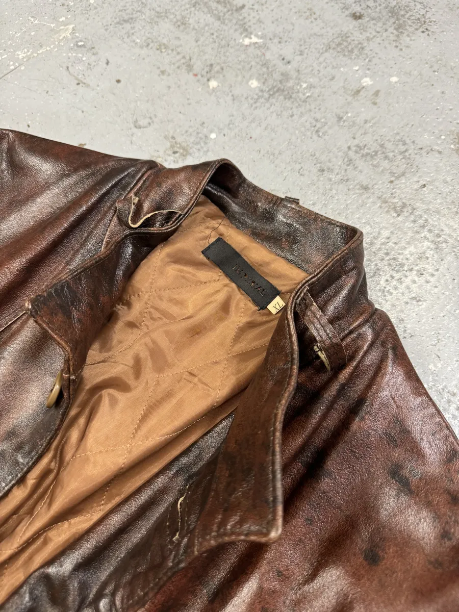 2000s Imperial Obscur Brown Leather Straps Jacket - Image 8
