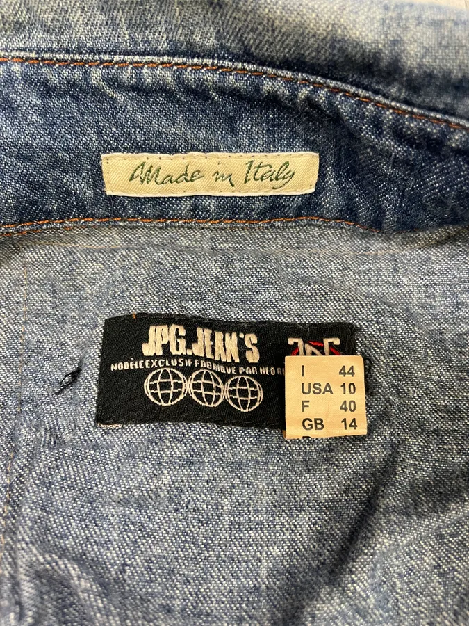 2000s Jean Paul Gaultier Asymmetrical Patchwork Wool Denim Jacket - Image 11