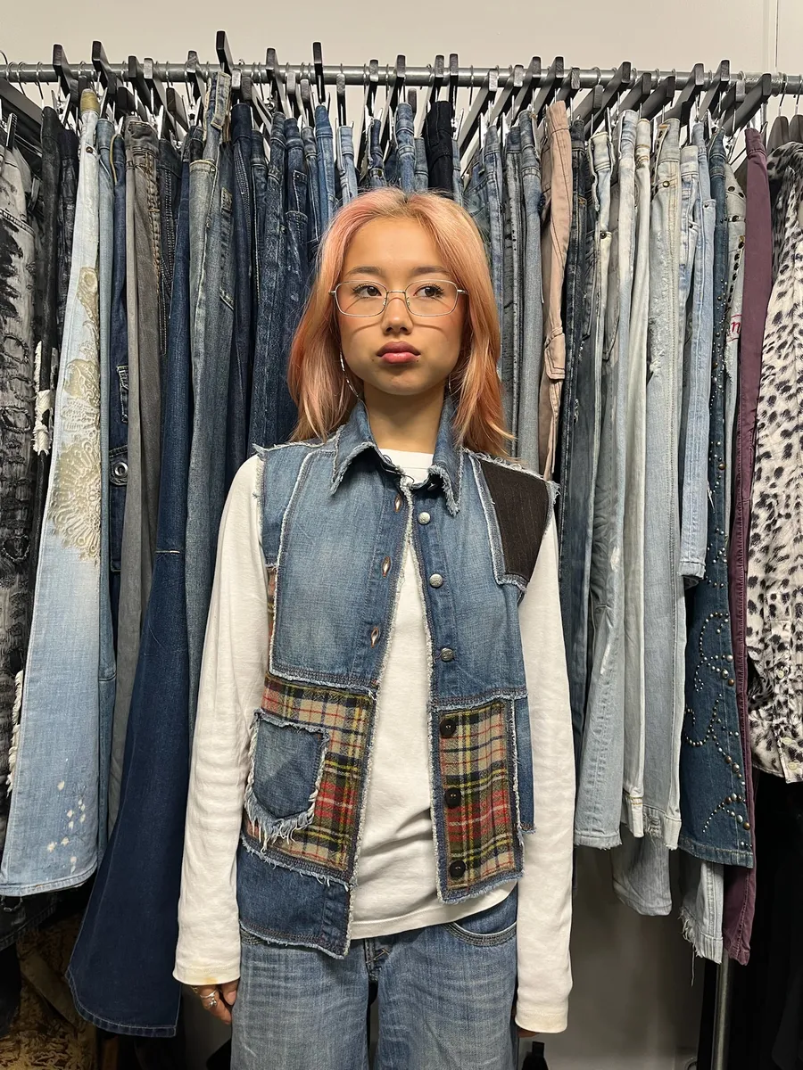 2000s Jean Paul Gaultier Asymmetrical Patchwork Wool Denim Jacket - Image 3