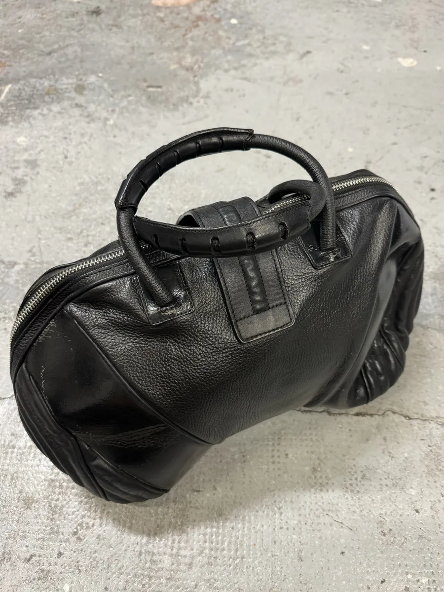 2000s Jean Paul Gaultier Ballistic Black Reinforced Leather Handle Bag - Image 11
