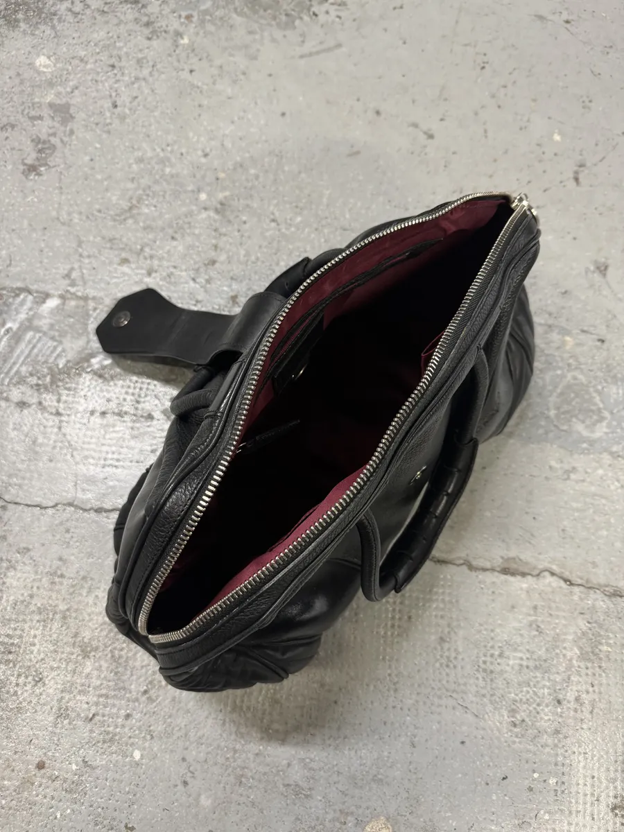 2000s Jean Paul Gaultier Ballistic Black Reinforced Leather Handle Bag - Image 13