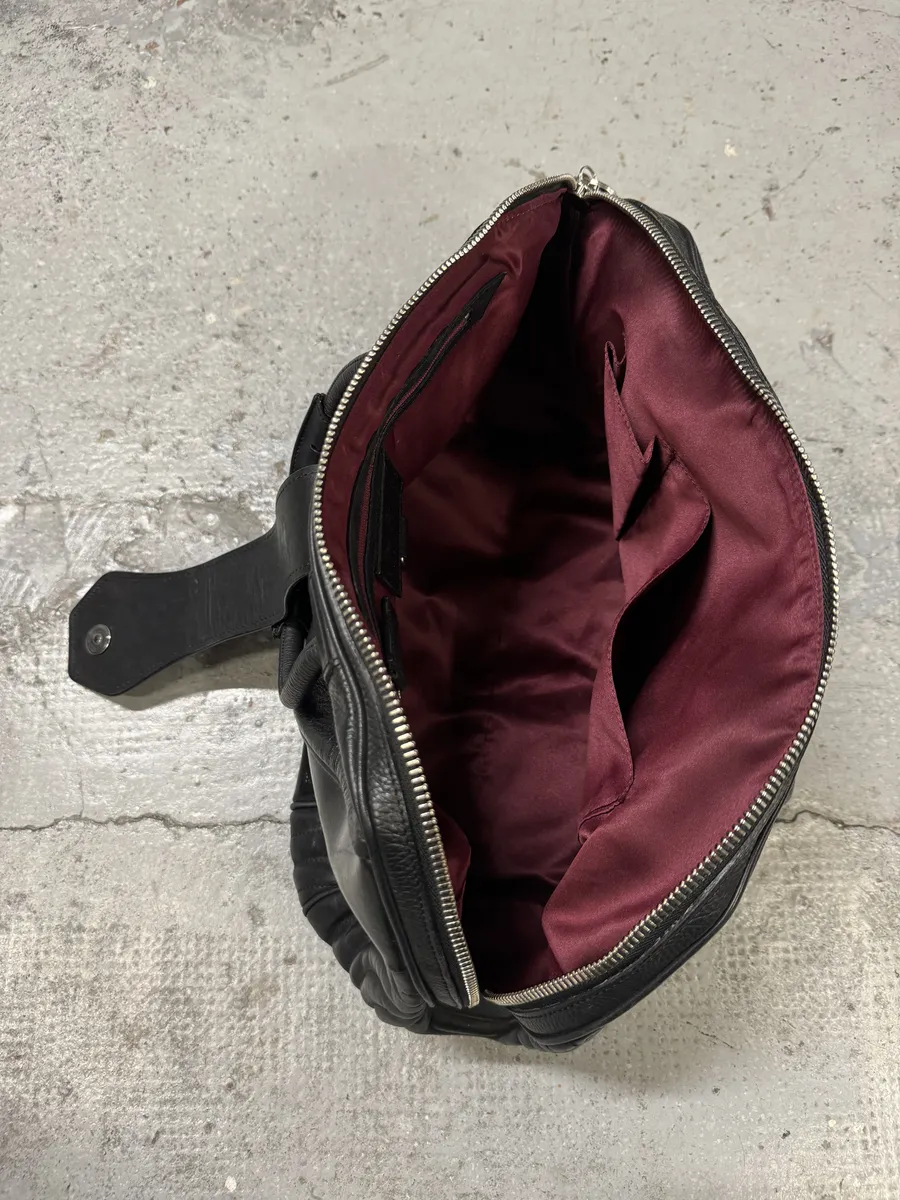 2000s Jean Paul Gaultier Ballistic Black Reinforced Leather Handle Bag - Image 14