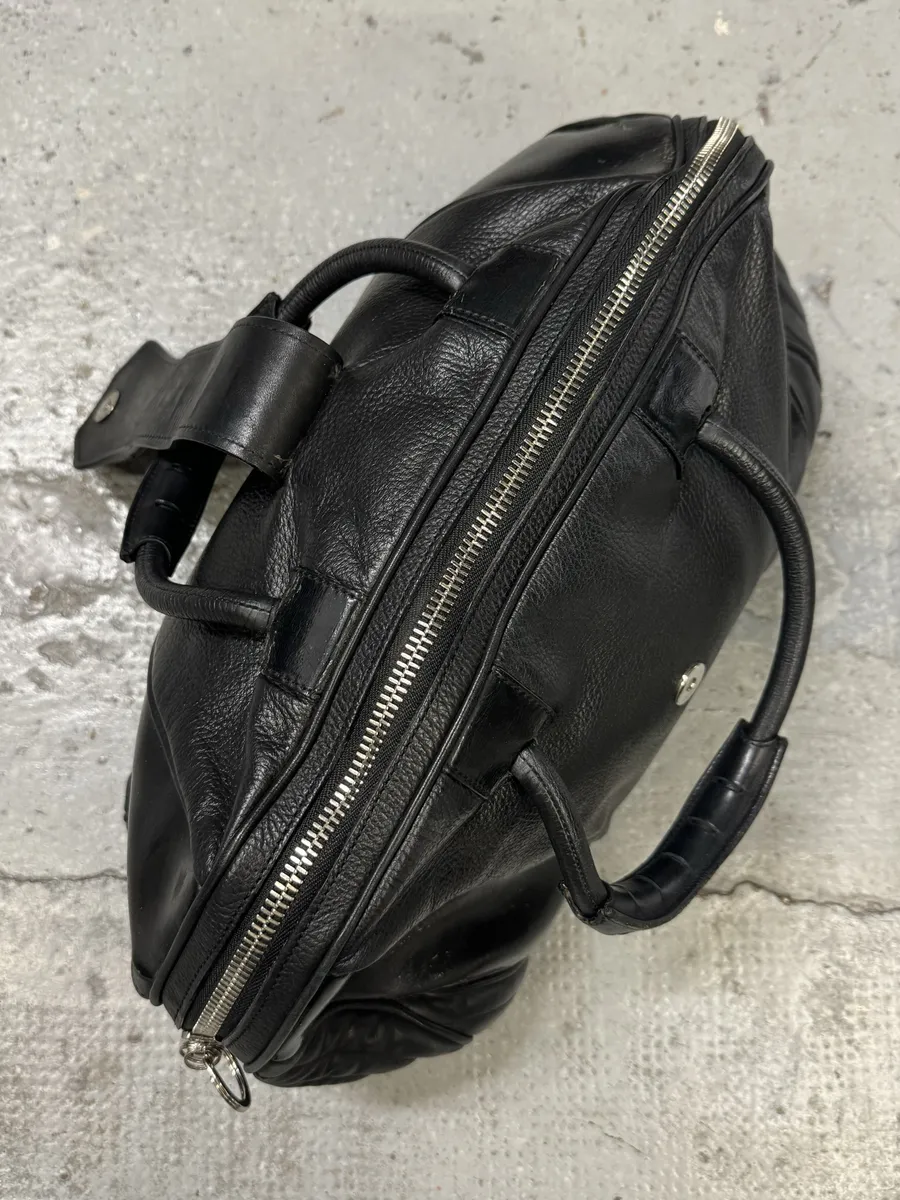 2000s Jean Paul Gaultier Ballistic Black Reinforced Leather Handle Bag - Image 3