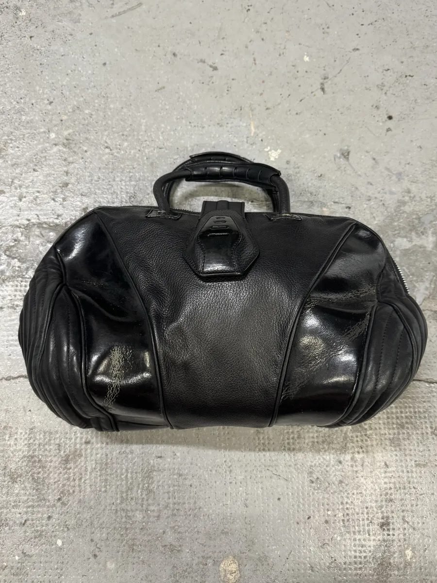 2000s Jean Paul Gaultier Ballistic Black Reinforced Leather Handle Bag - Image 4