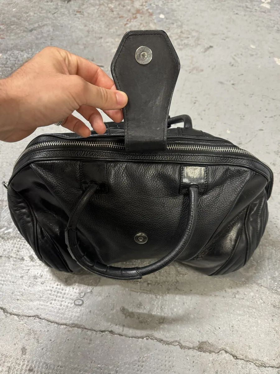 2000s Jean Paul Gaultier Ballistic Black Reinforced Leather Handle Bag - Image 6