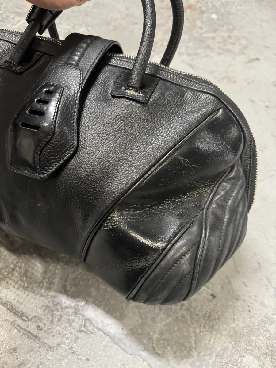 2000s Jean Paul Gaultier Ballistic Black Reinforced Leather Handle Bag - Image 7