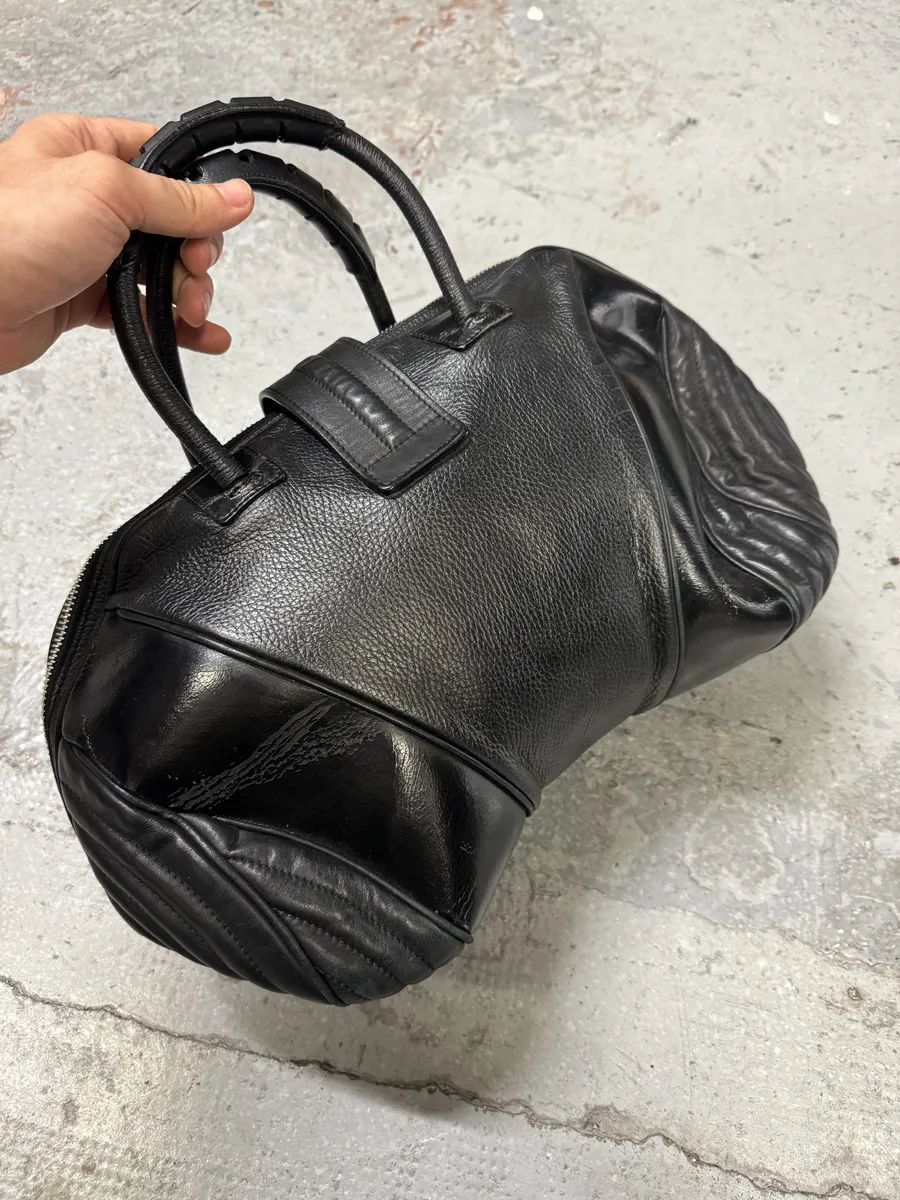 2000s Jean Paul Gaultier Ballistic Black Reinforced Leather Handle Bag - Image 8
