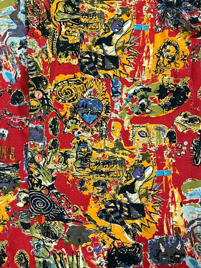 2000s Jean Paul Gaultier Basquiat Red Shirt - Image 11