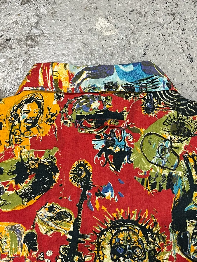 2000s Jean Paul Gaultier Basquiat Red Shirt - Image 13