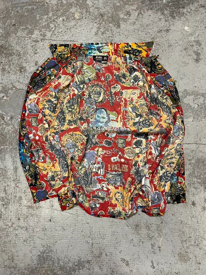2000s Jean Paul Gaultier Basquiat Red Shirt - Image 7