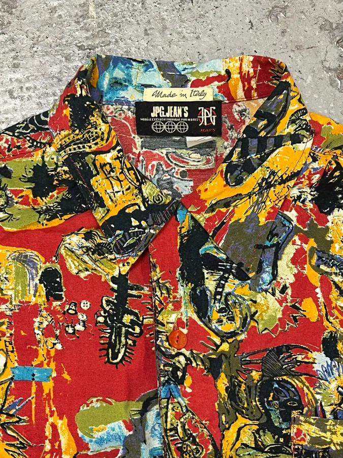 2000s Jean Paul Gaultier Basquiat Red Shirt - Image 8