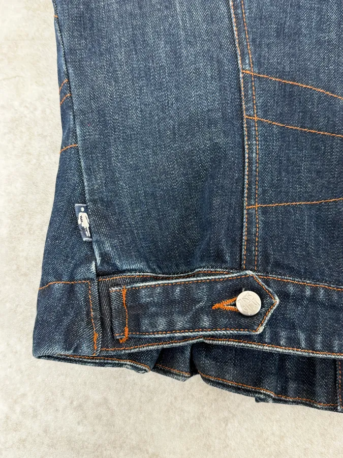 2000s Jean Paul Gaultier Blue Elastic Sleeveless Vest Denim Jacket - Image 11