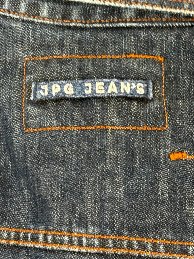 2000s Jean Paul Gaultier Blue Elastic Sleeveless Vest Denim Jacket - Image 13