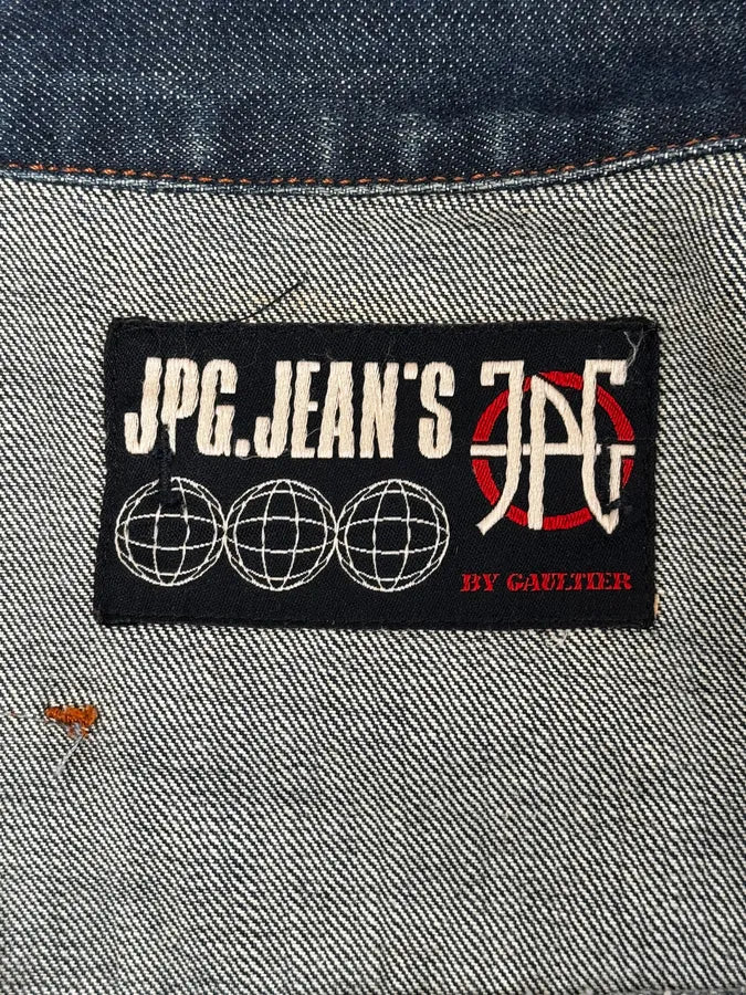 2000s Jean Paul Gaultier Blue Elastic Sleeveless Vest Denim Jacket - Image 14