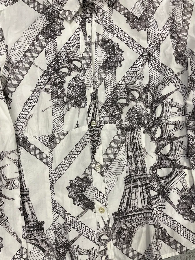 2000s Jean Paul Gaultier Parisian Eiffel Tower Graphic White Shirt - Image 6