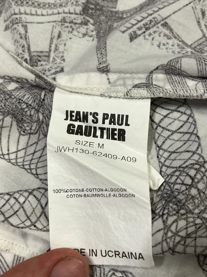 2000s Jean Paul Gaultier Parisian Eiffel Tower Graphic White Shirt - Image 9