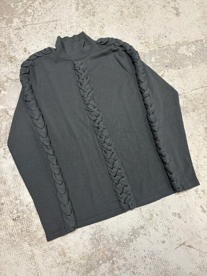2000s Jean Paul Gaultier Woven Rope Turtleneck Sweater - Image 4