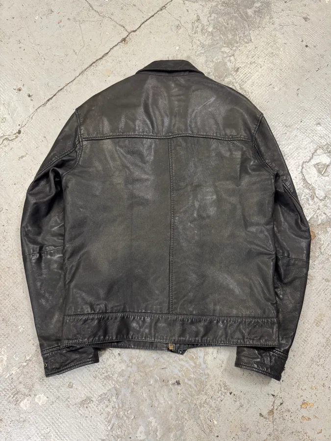2000s Levi’s Black Leather Simple Jacket - Image 4