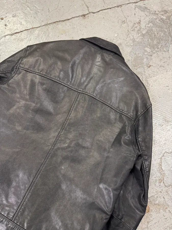 2000s Levi’s Black Leather Simple Jacket - Image 8