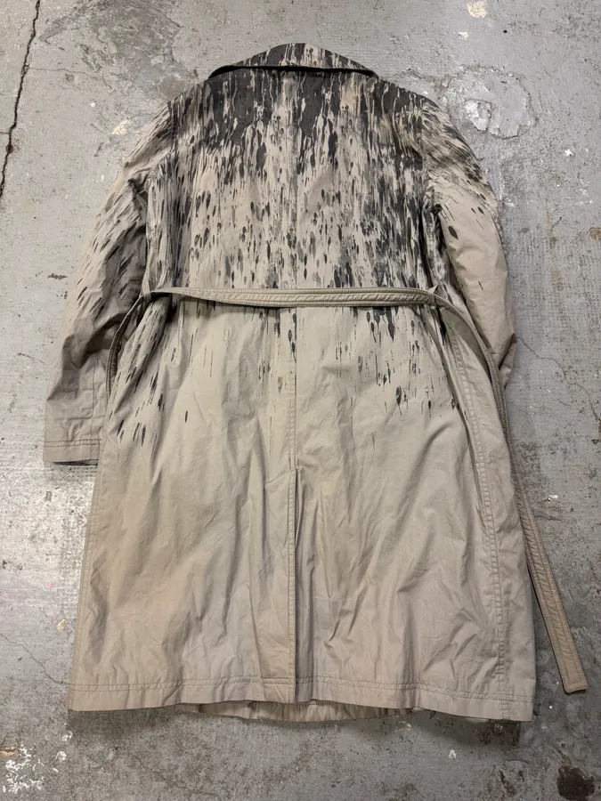 2000s Moschino Rain Painting Grey Trench Coat - Image 5