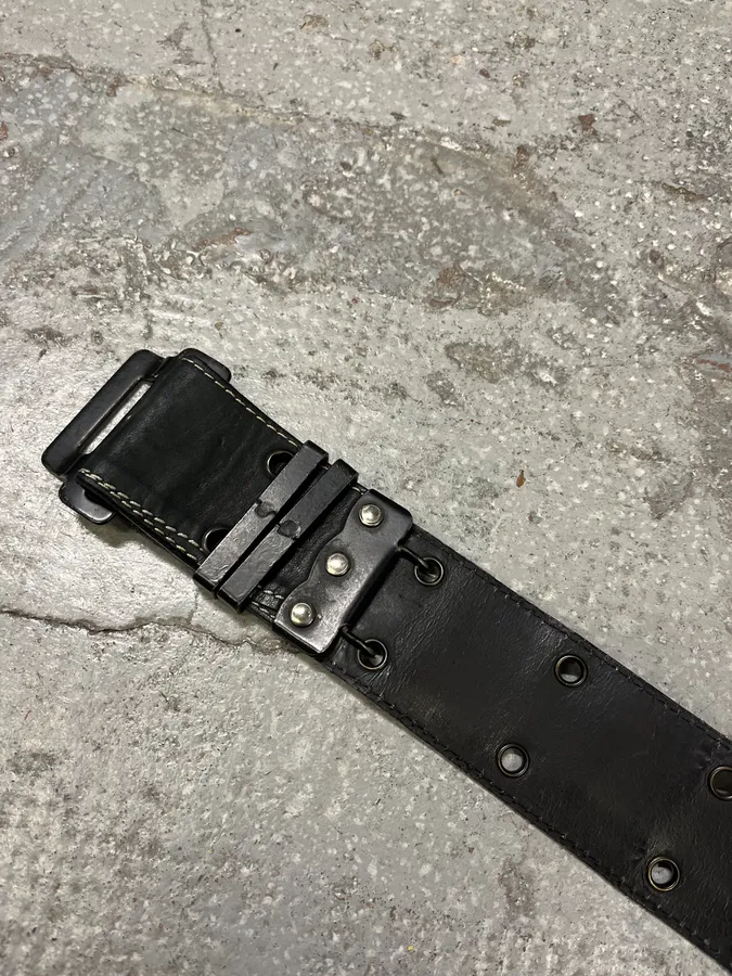 2000s Plein Sud Black Patchwork Leather Belt - Image 10