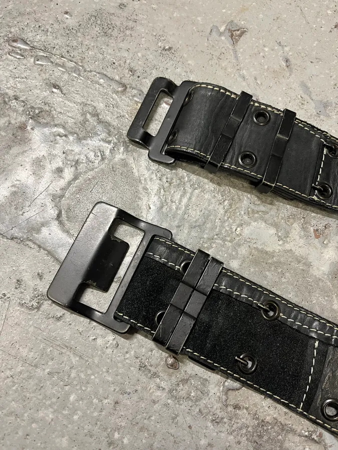 2000s Plein Sud Black Patchwork Leather Belt - Image 4