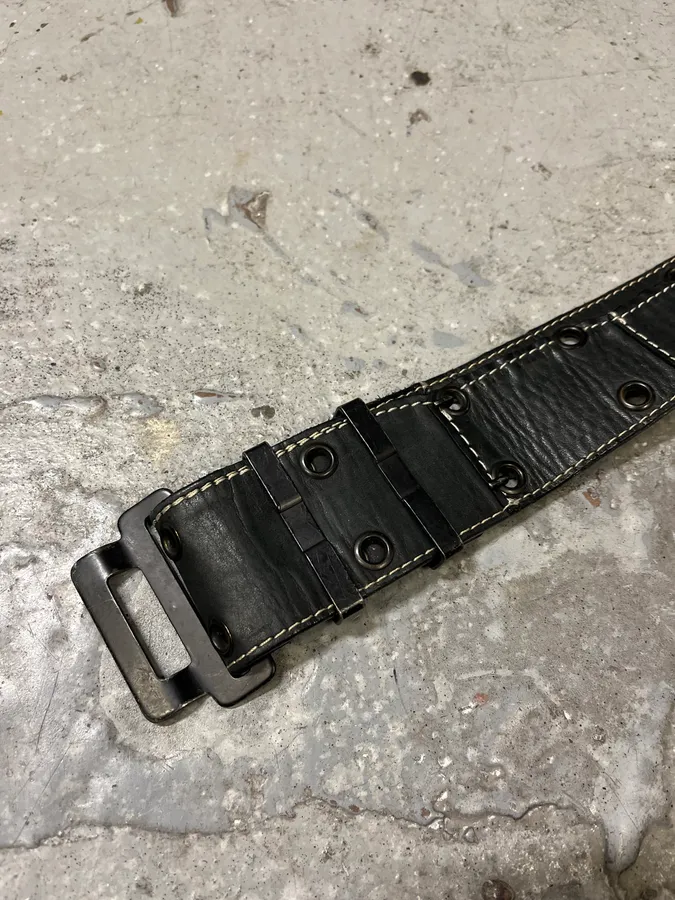 2000s Plein Sud Black Patchwork Leather Belt - Image 5