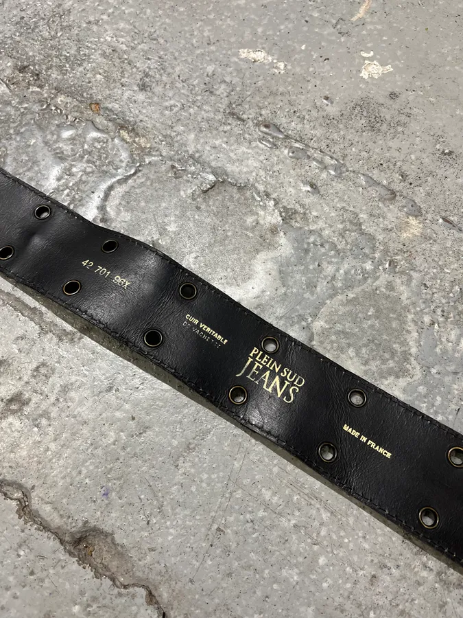 2000s Plein Sud Black Patchwork Leather Belt - Image 7
