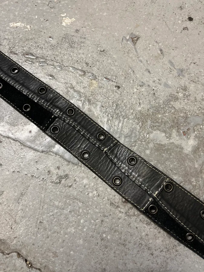 2000s Plein Sud Black Patchwork Leather Belt - Image 8
