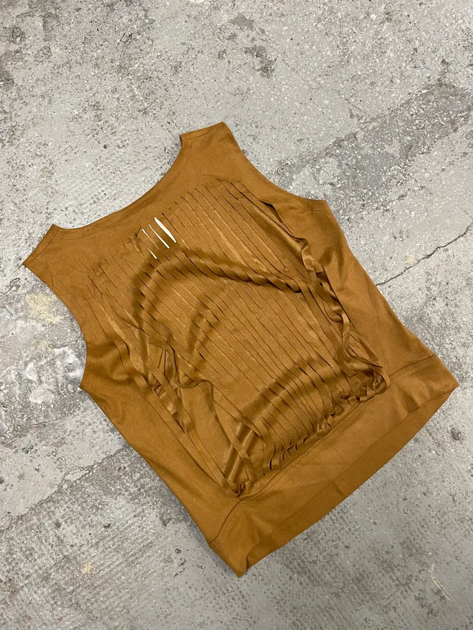 2000s Plein Sud Camel Fringe Tank Top - Image 4