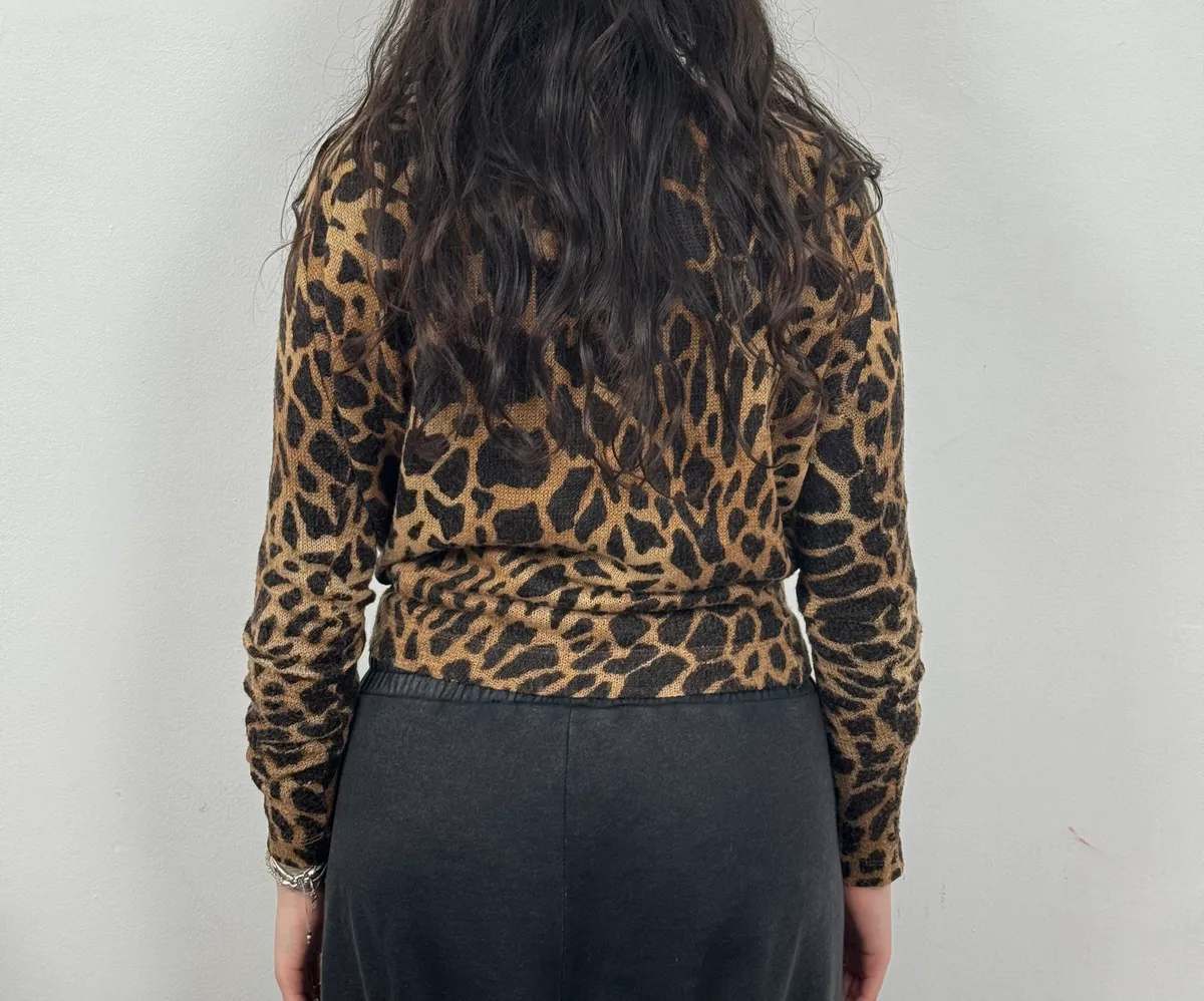 2000s Plein Sud Vulcano Leopard Effect Turtleneck Longsleeves Top - Image 3