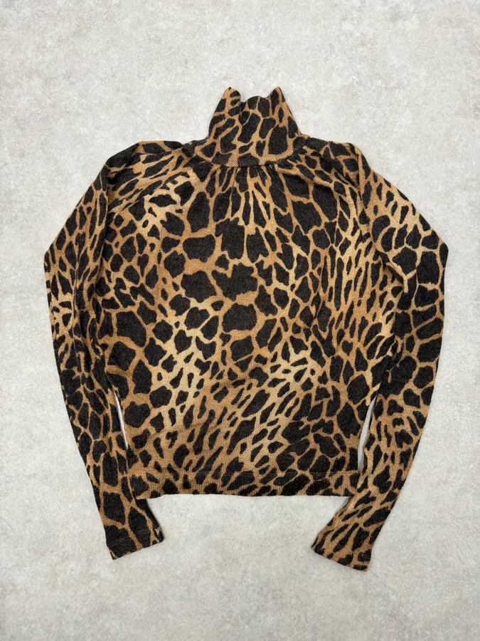 2000s Plein Sud Vulcano Leopard Effect Turtleneck Longsleeves Top - Image 4