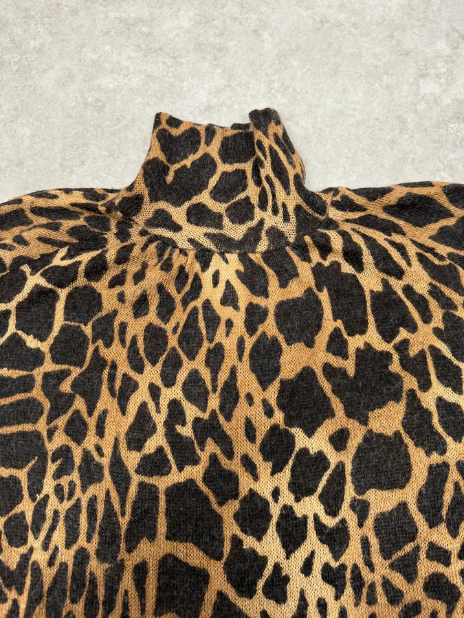 2000s Plein Sud Vulcano Leopard Effect Turtleneck Longsleeves Top - Image 5