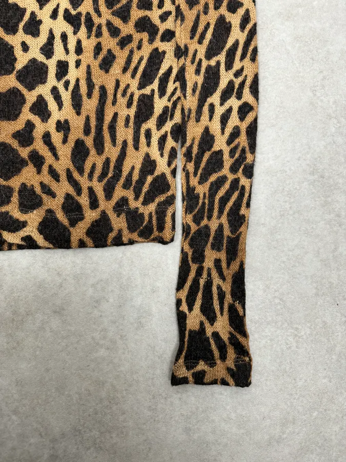 2000s Plein Sud Vulcano Leopard Effect Turtleneck Longsleeves Top - Image 6
