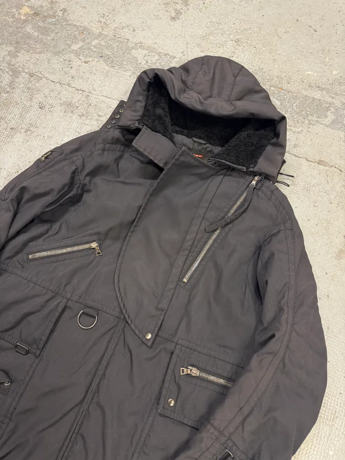 2000s Prada Black Hooded Parka Ski Jacket - Image 4