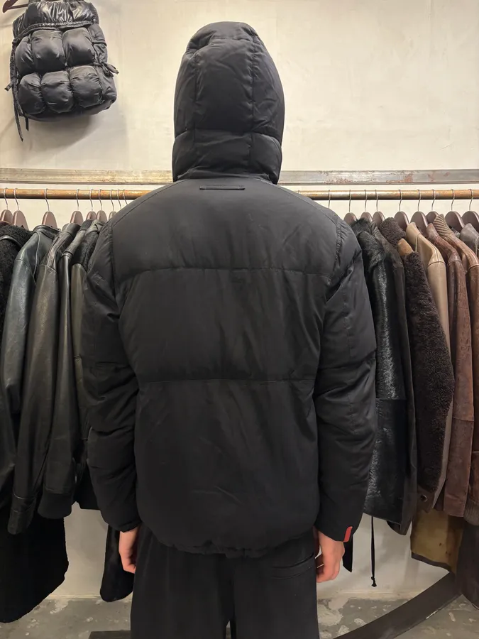 2000s Prada Black Linea Rossa Puffer Hooded Jacket - Image 3